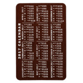 Magnet Flexible 2017 Année Calendrier mensuel Grain de bois Brown (Vertical)