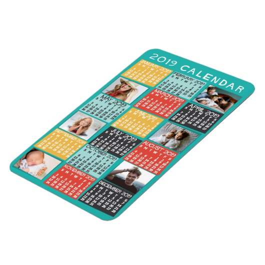 Magnet Flexible 2019 Année Calendrier mensuel Photo moderne Collag (Côté Gauche)