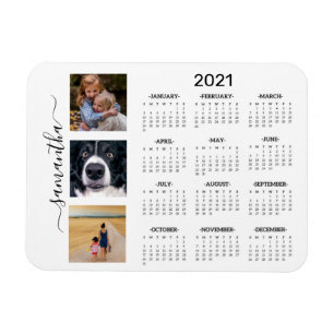 Magnet Flexible 2021 Calendrier complet année Monogramme photo man