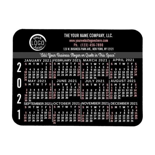 Magnet Flexible 2021 Calendrier personnalisé Nom du logo commercia (Horizontal)