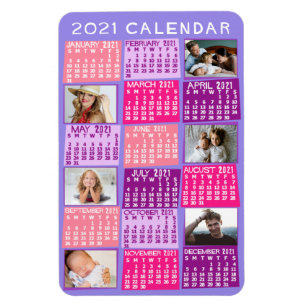 Magnet Flexible 2021 Year Monthly Calendar Cute Mod Photo Collage