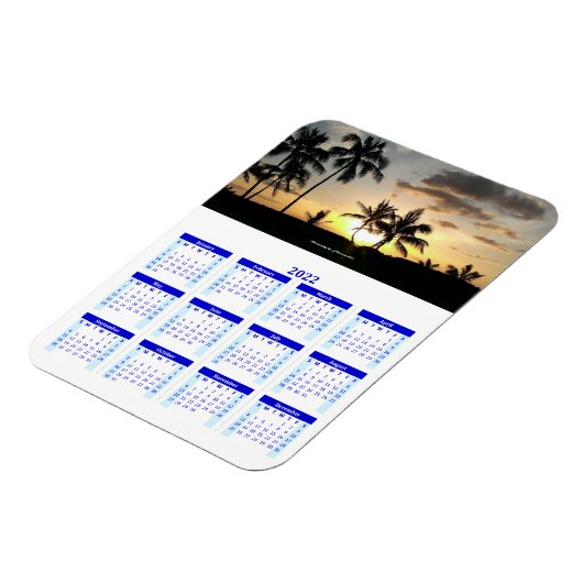 Magnet Flexible 2022 Personalized Blue Photo Calendar Vert (Côté Gauche)