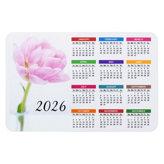 Magnet Flexible 2023 Superbe Pivoine Rose | Calendrier Floral (Horizontal)