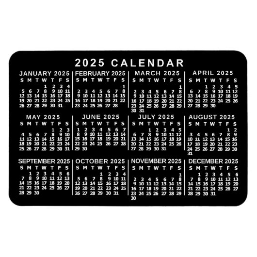 Magnet Flexible 2023 Year Monthly Calendar Classic Black and White (Horizontal)