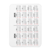 Magnet Flexible 2024 2025 Calendrier 2 an noir blanc (Vertical)