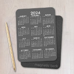 Magnet Flexible 2024 Calendar - Basic Grey Mini Calendar<br><div class="desc">Grey and White - A minimal,  basic 12 month calendar with a solid color background. A standard look for your home office or school locker.</div>