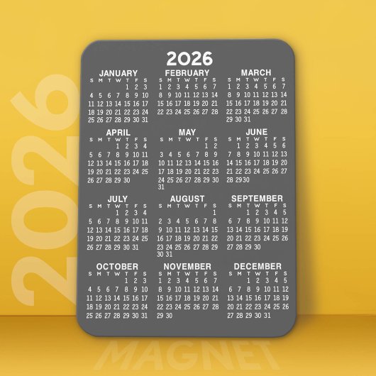 Magnet Flexible 2024 Calendar - Basic Grey Mini Calendar