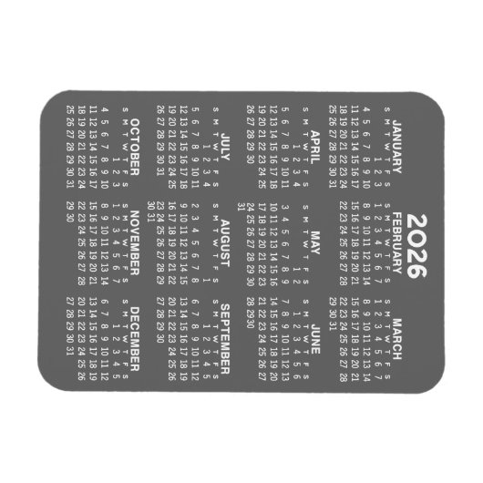 Magnet Flexible 2024 Calendar - Basic Grey Mini Calendar (Horizontal)