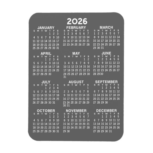 Magnet Flexible 2024 Calendar - Basic Grey Mini Calendar (Vertical)