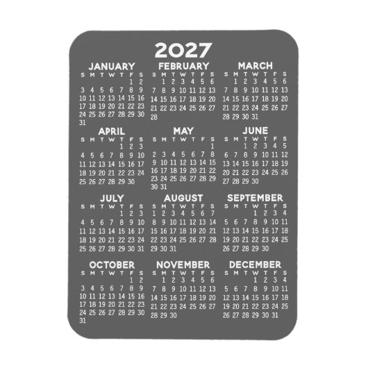 Magnet Flexible 2024 Calendar - Basic Grey Mini Calendar (Vertical)