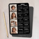 Magnet Flexible 2024 Calendar with 4 Photo Collage - black<br><div class="desc">A 4 photo collage with a calendar. A fun item for the New Year. Add 4 square photos to this design.</div>