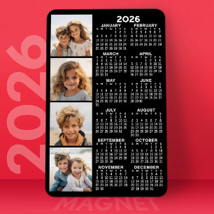 Magnet Flexible 2024 Calendar with 4 Photo Collage - black