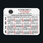 Magnet Flexible 2024 Calendrier Personnalisé Nom du logo commercia<br><div class="desc">Ces magnets flexibles de calendrier 2024, d'apparence professionnelle, sont parfaits pour la marque et le marketing de votre entreprise. Ils ont des chiffres en gras en noir et rouge sur blanc. Ci-dessus, mettez en avant votre entreprise avec le logo de votre entreprise, son nom d'entreprise, son site Web, son téléphone,...</div>