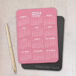Magnet Flexible 2024 Full Year View Calendar - Basic Pink Minimal<br><div class="desc">Add your picture to this fun full year 2024 calendar - perfect to use in your kitchen or home office. A minimal,  basic 12 month calendar with a solid color background.</div>