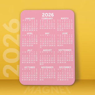 Magnet Flexible 2024 Full Year View Calendar - Basic Pink Minimal