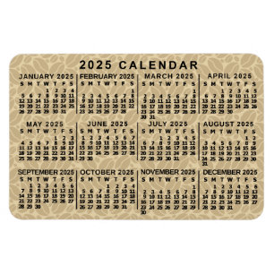Magnet Flexible 2025 Année Calendrier mensuel Fèves de café léger