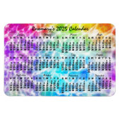Magnet Flexible 2025 Année Calendrier mensuel Tiedye Hippie Arc-en (Horizontal)