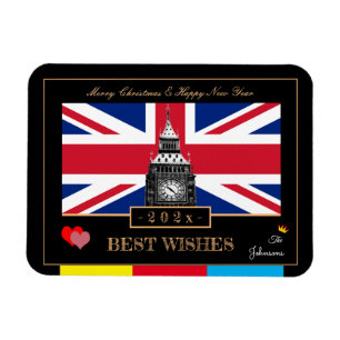 Magnet Flexible 2027 Bonne Année, Drapeau britannique, Big Ben Roy