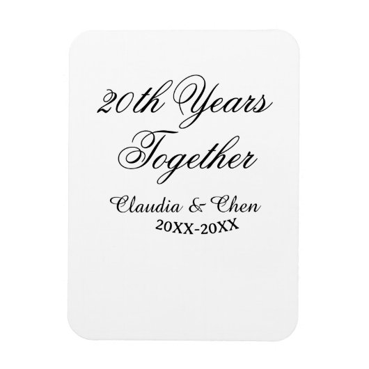 Magnet Flexible 20 ans ensemble anniversaire nom date année sim (Vertical)