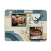 Magnet Flexible 21e Anniversaire crème bleu fleur amande (Horizontal)