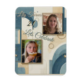 Magnet Flexible 21e Anniversaire crème bleu fleur amande (Vertical)