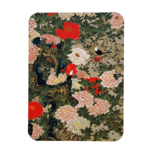 Magnet Flexible 22. 牡 丹 小 禽 図, 冲 Peonies et Petits Oiseaux, Jakuch