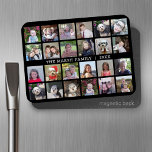 Magnet Flexible 24 Photo Collage avec nom de famille Date - noir<br><div class="desc">Une grille photo 24 avec beaucoup de place pour de nombreuses photos et du texte personnalisé. Ajoutez vos photos préférées à ce modèle amusant. Vous pouvez utiliser des photos carrés ou n'importe quelle photo pour cette grille. Pour obtenir de meilleurs résultats, recadrez vos photos en carré avant de les télécharger....</div>