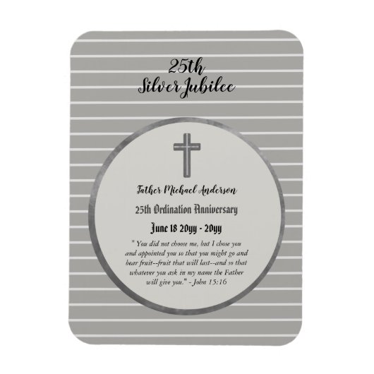 Magnet Flexible 25e anniversaire d'Ordination Prêtre argent Jubilé (Vertical)