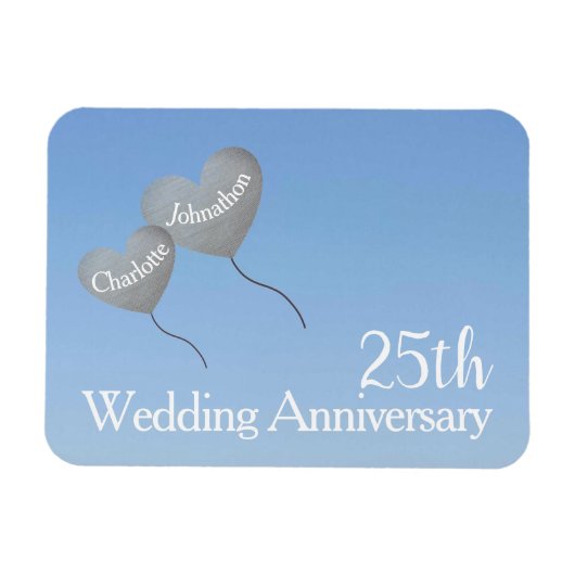 Magnet Flexible 25e anniversaire du mariage ballons d'argent (Horizontal)