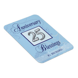 Magnet Flexible 25e anniversaire en bleu et argent
