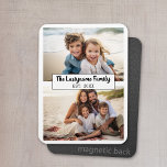 Magnet Flexible 2 Collage photo Nom de famille CAN EDIT COULEUR<br><div class="desc">Utilisez jusqu'à deux photos horizontales ou selfies pour créer un cadeau unique et personnel. Ou vous pouvez garder le chiot hipster et faire un gardien branché. Si vous avez besoin d'ajuster les images,  cliquez sur l'outil personnaliser pour apporter des modifications.</div>