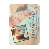 Magnet Flexible 2 photo avec lettres manuscrites Sauvons la date (Vertical)