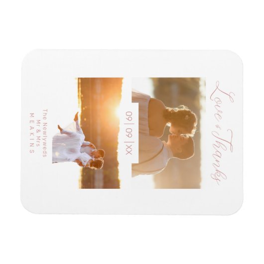 Magnet Flexible 2 Photos Moderne Collage Mariage Script (Horizontal)