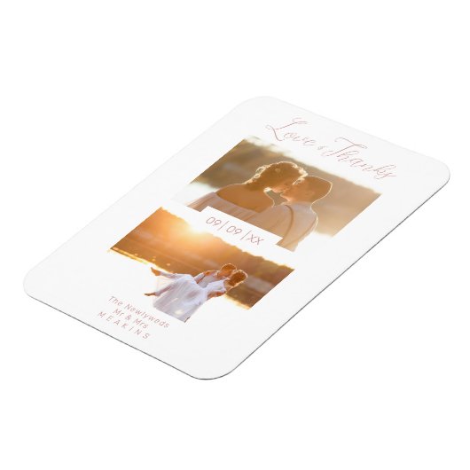 Magnet Flexible 2 Photos Moderne Collage Mariage Script (Côté Gauche)