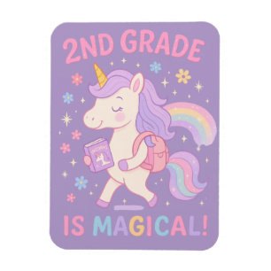 Magnet Flexible 2e année est magique Retour à l'école Unicorn