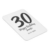 Magnet Flexible 30e anniversaire ajouter nom date année noir modèl (Côté Droit)