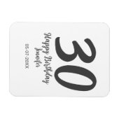 Magnet Flexible 30e anniversaire ajouter nom date année noir modèl (Horizontal)