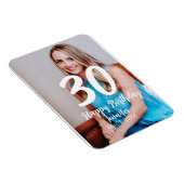 Magnet Flexible 30e anniversaire ajouter nom date année photo blan (Côté Droit)