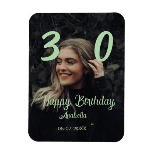Magnet Flexible 30e anniversaire ajouter nom date année vert paste