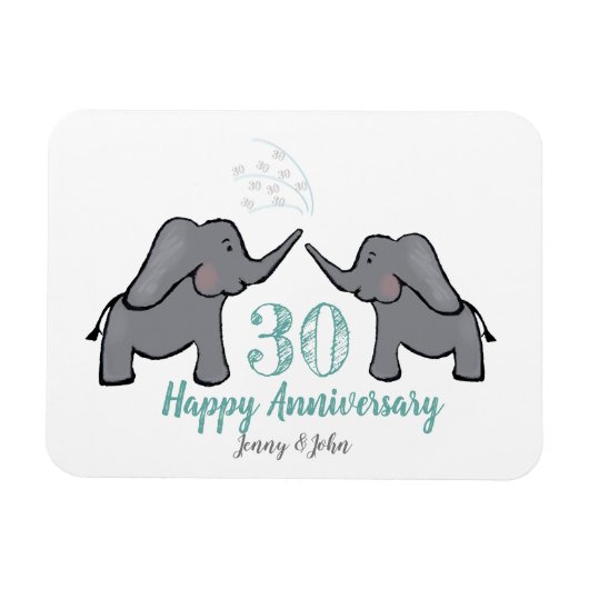 Magnet Flexible 30e anniversaire de la mariage perle éléphant (Horizontal)