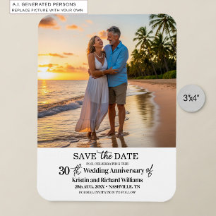 Magnet Flexible 30e Anniversaire de Mariage Enregistrer la Date Ph