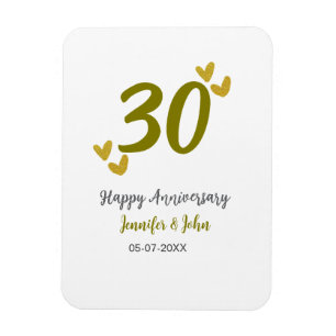 Magnet Flexible 30e anniversaire heureux couple de mariages gris d