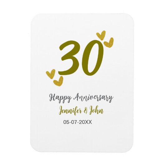 Magnet Flexible 30e anniversaire heureux couple de mariages gris d (Vertical)
