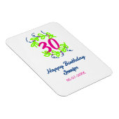 Magnet Flexible 30e anniversaire vert bleu couronne nom date rusti (Côté Droit)