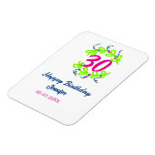 Magnet Flexible 30e anniversaire vert bleu couronne nom date rusti (Côté Gauche)