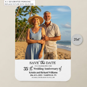 Magnet Flexible 35e Anniversaire de Mariage Enregistrez la Date Ph