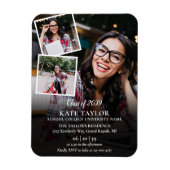 Magnet Flexible 3 Photo Collage Graduation Party Invitation (Vertical)