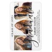 Magnet Flexible 3 Photo Collage Moderne Faire-part de graduation (Vertical)