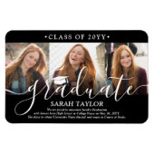 Magnet Flexible 3 Photo Collage noir Faire-part de graduation (Horizontal)