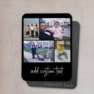 Magnet Flexible 3 Photo Collage with Script Text - black white